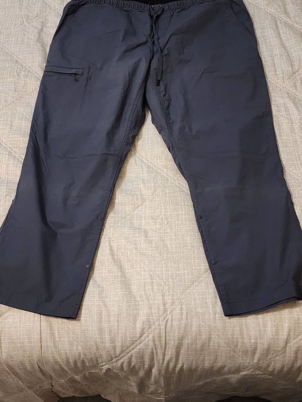 Duluth Trading Co Gray Drawstring Cargo Pants with Snap Leg Details